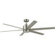 Loa 65 inch Painted Brushed Nickel with Silver Blades Ceiling Fan
