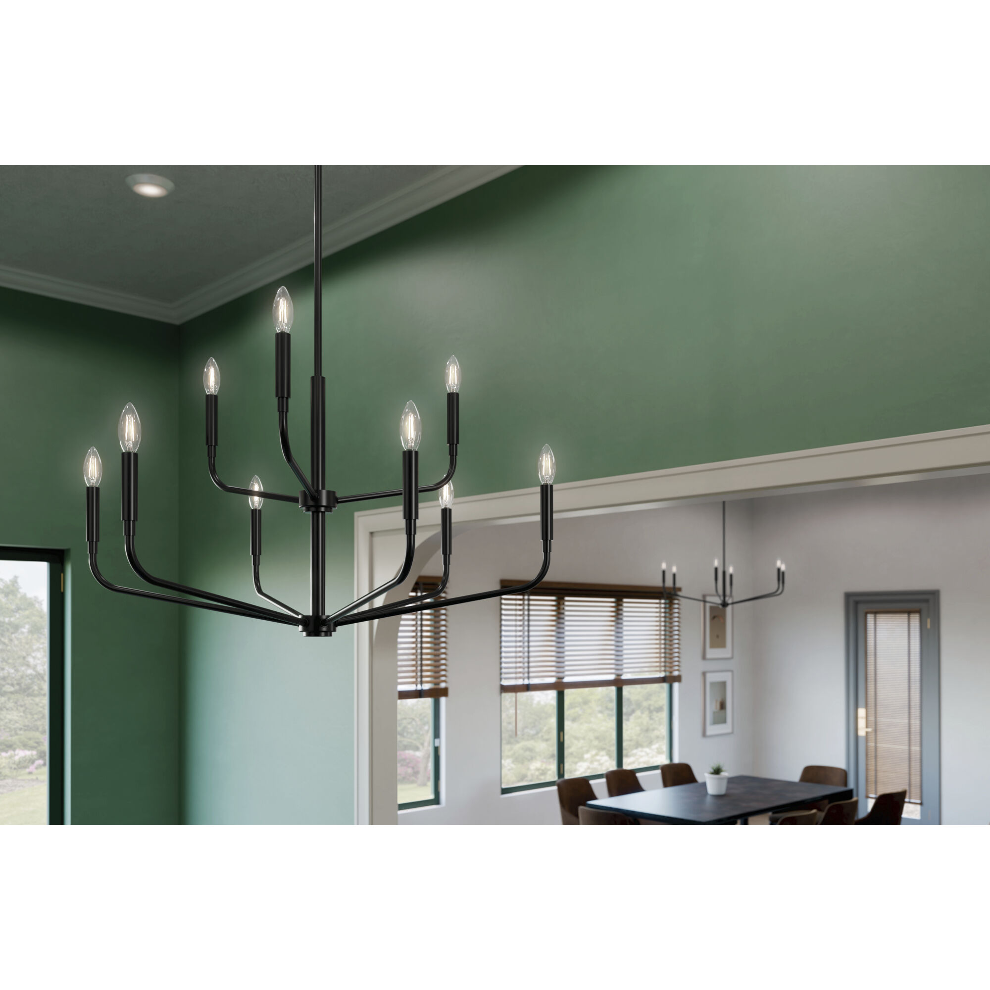 Kichler 52720BK Madden 9 Light Black Chandelier Ceiling