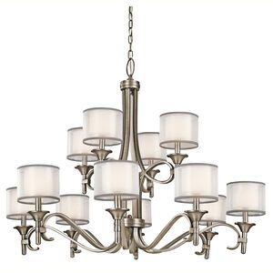 Lacey 12 Light 42 inch Antique Pewter Chandelier 2 Tier Large Ceiling Light, 2 Tier