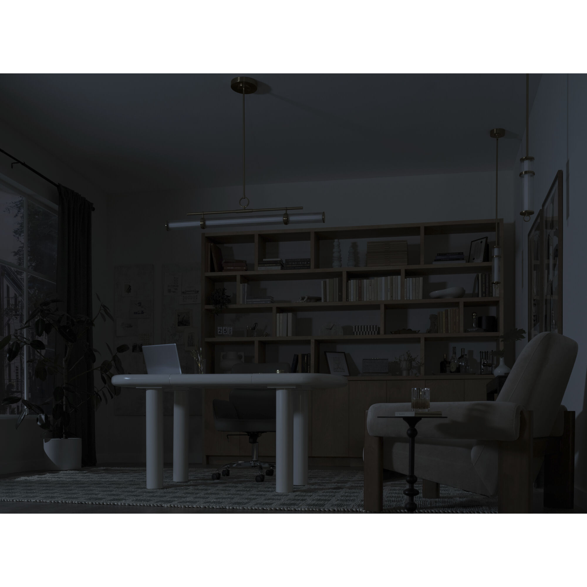 Riven LED 8 inch Champagne Bronze Chandelier Linear Ceiling Light