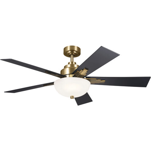 Vinea 52 inch Brushed Natural Brass with Black Blades Ceiling Fan