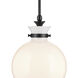 Laria 1 Light Black Pendant Ceiling Light in Opal