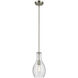 Everly 1 Light Brushed Nickel Pendant Ceiling Light in Clear Seeded