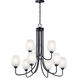Valserrano 9 Light 32 inch Black Chandelier 2 Tier Ceiling Light in Satin Etched Glass, 2 Tier