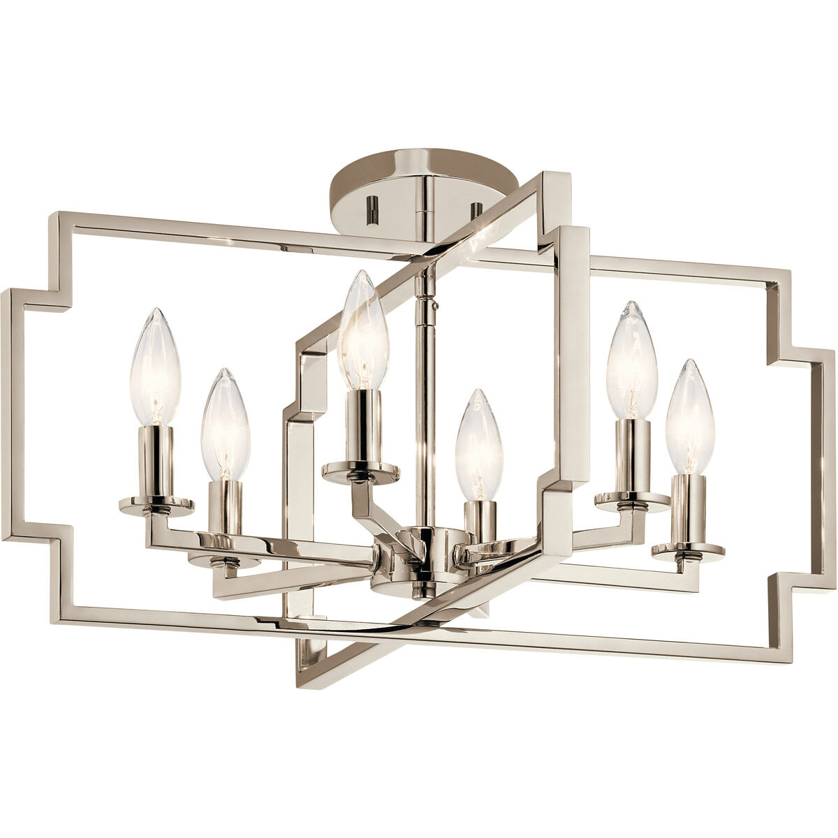 Downtown Deco 6 Light 22 inch Polished Nickel Chandelier/Semi Flush Ceiling Light