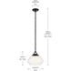 Nella 1 Light Black Pendant Ceiling Light