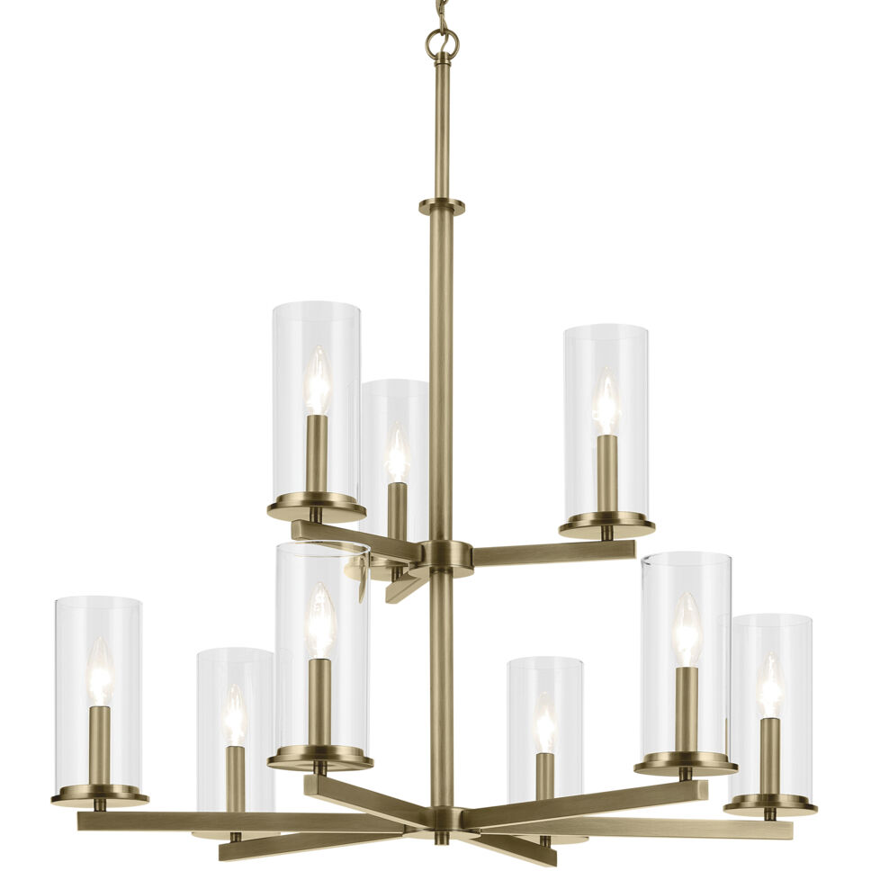 Crosby 9 Light Natural Brass Chandelier Ceiling Light
