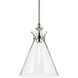 Laria 1 Light Polished Nickel Pendant Ceiling Light in Clear