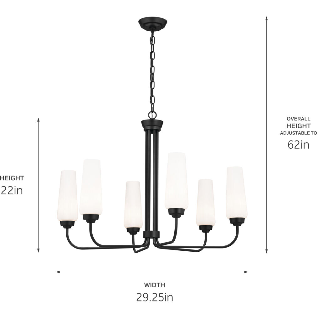 Truby 6 Light 29.25 inch Black Chandelier Ceiling Light, Medium