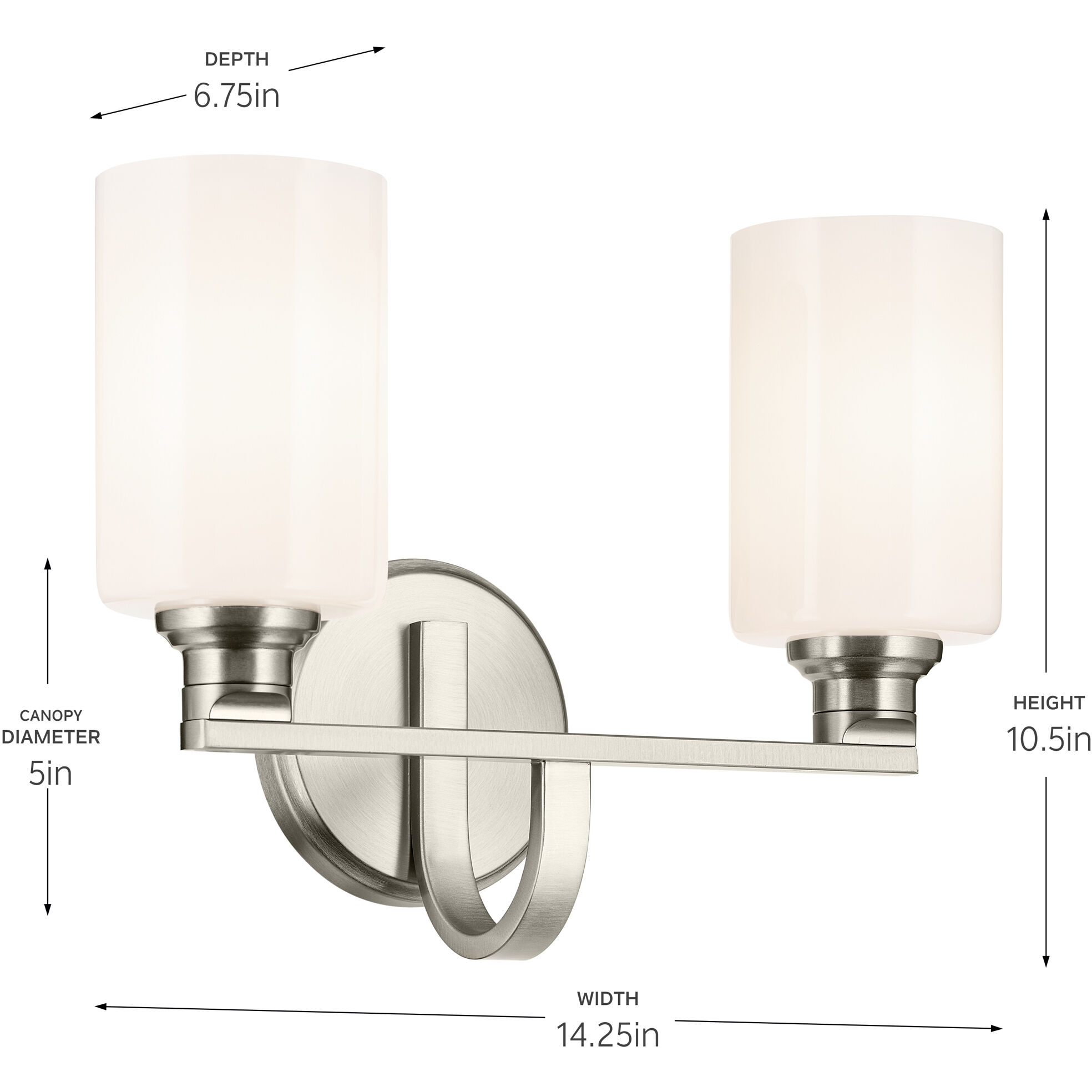 Gioe 2 Light 14.25 inch Brushed Nickel Vanity Light Wall Light