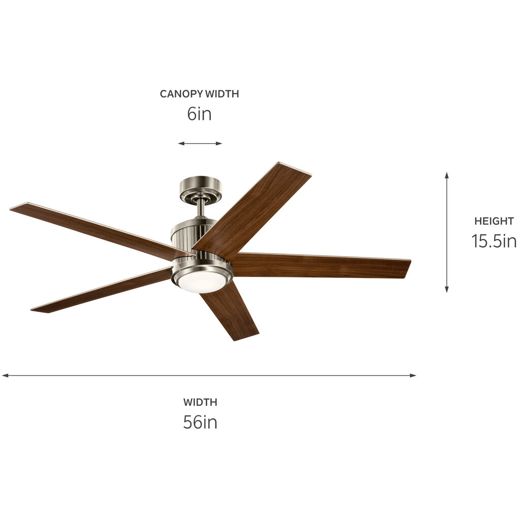 Brahm 56 inch Brushed Stainless Steel with Silver Blades Ceiling Fan