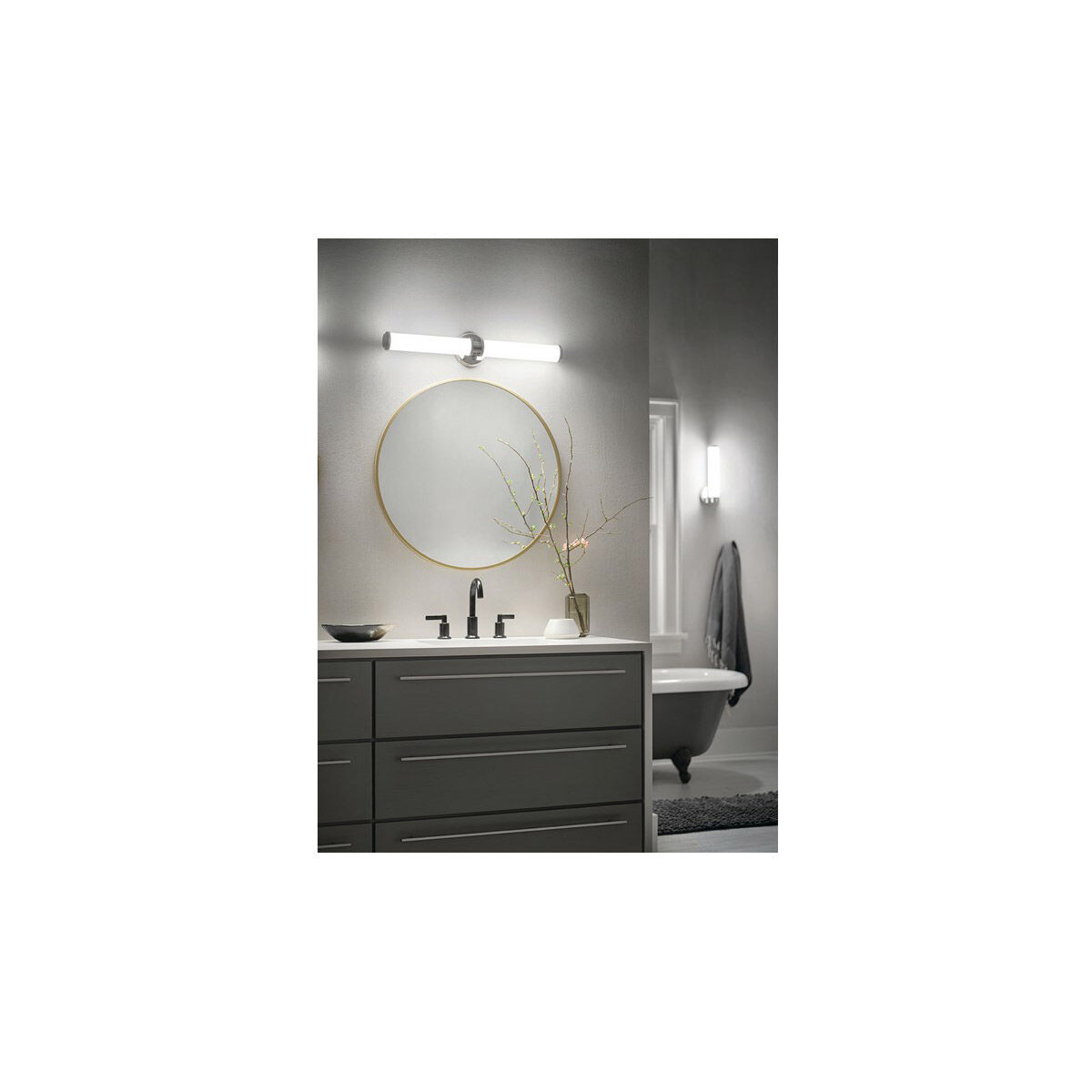 Indeco LED 27 inch Polished Nickel Linear Bath Large Wall Light, Large