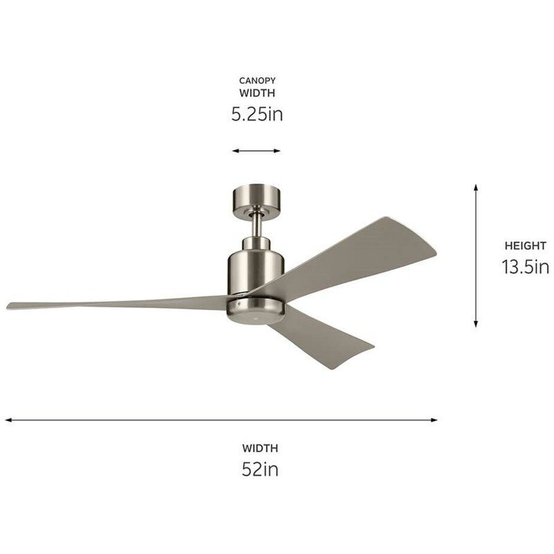 True 52 inch Brushed Stainless Steel with Silver Blades Ceiling Fan