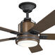 Colerne 52 inch Distressed Black with Auburn Stained Blades Ceiling Fan