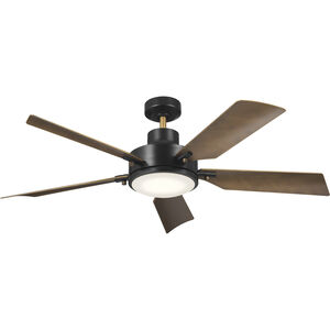 Guardian 54 inch Satin Black with Natural Brass Blades Ceiling Fan