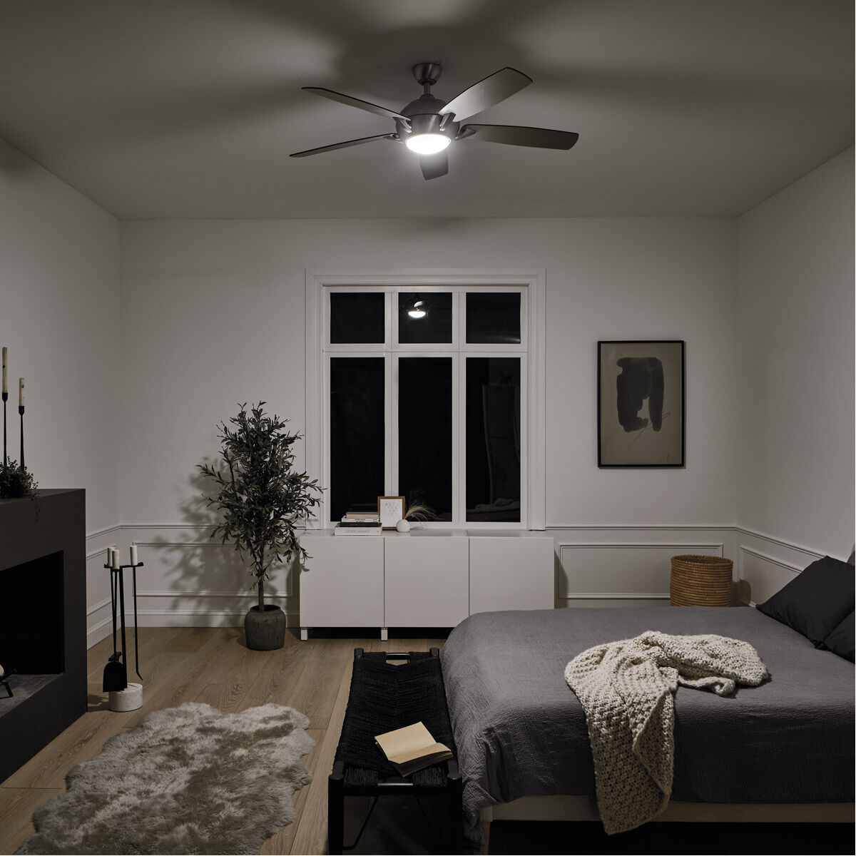 Geno 54 inch Brushed Stainless Steel with Silver Blades Ceiling Fan