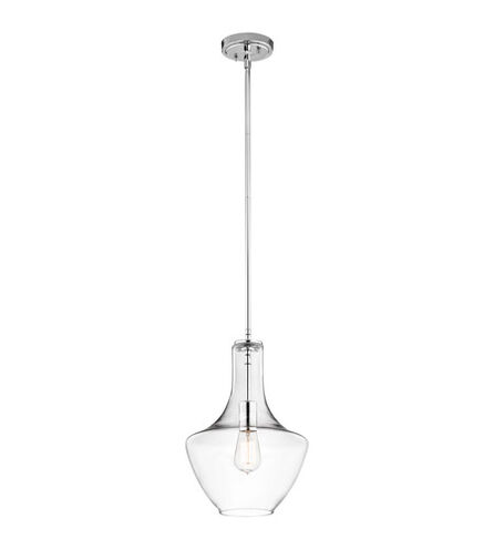 Everly 1 Light 11 inch Chrome Pendant Ceiling Light in Clear