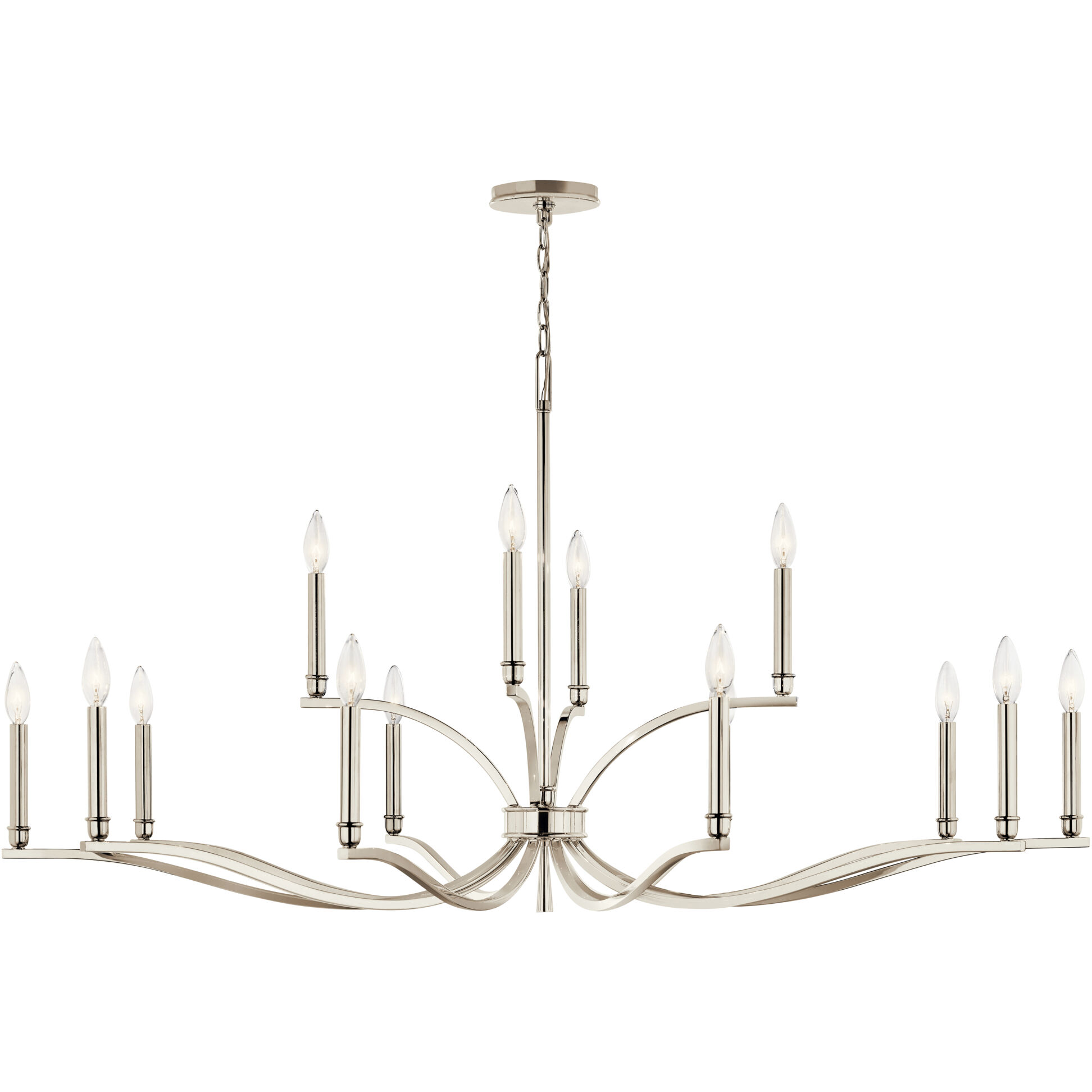 Malene 14 Light Polished Nickel Chandelier Ceiling Light, 2 Tier Large