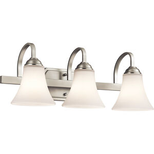 Keiran 3 Light 22 inch Brushed Nickel Wall Mt Bath 3 Arm Wall Light in Incandescent