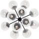 Silvarious 12 Light Black Chandelier/Semi Flush Ceiling Light in Clear Crackle