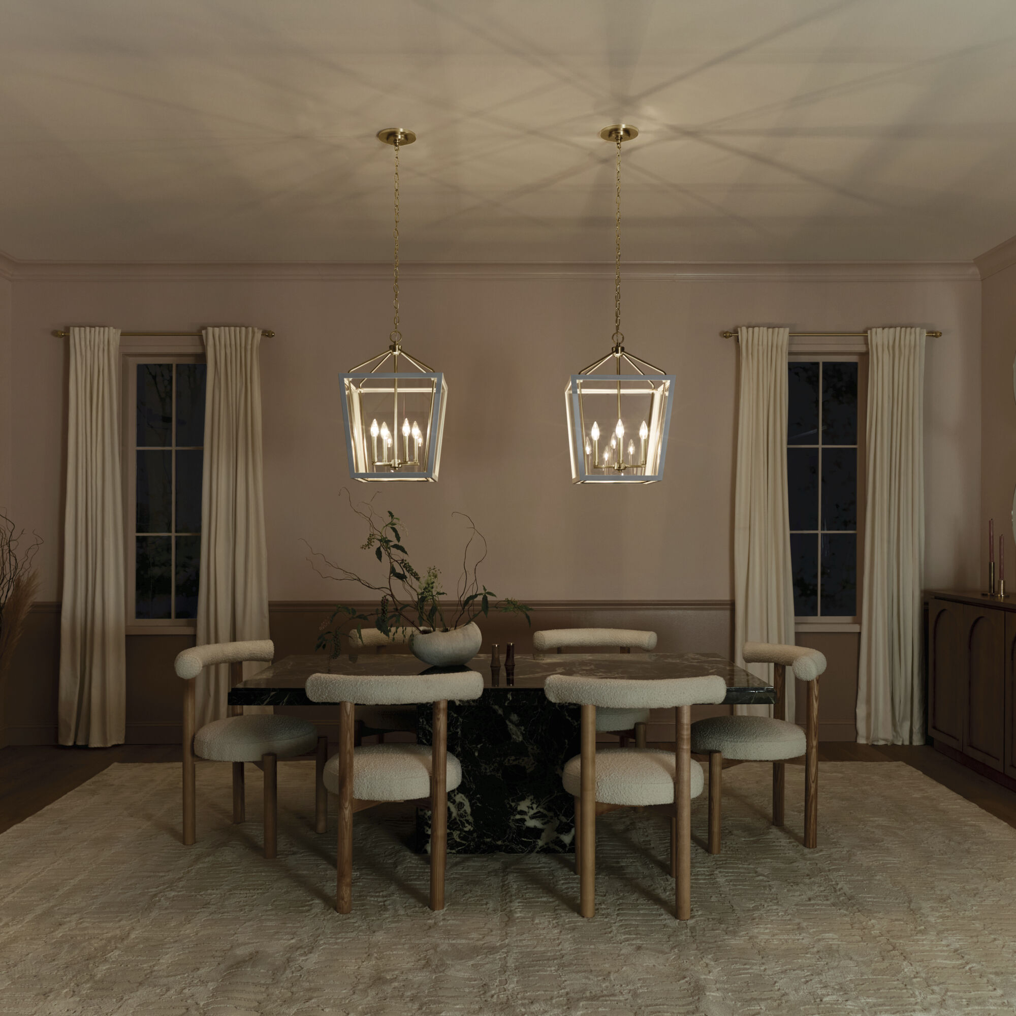 Delvin 4 Light 16 inch Champagne Bronze with White Foyer Pendant Ceiling Light