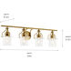 Everett 4 Light 34.25 inch Brushed Brass Bath Vanity Light Wall Light