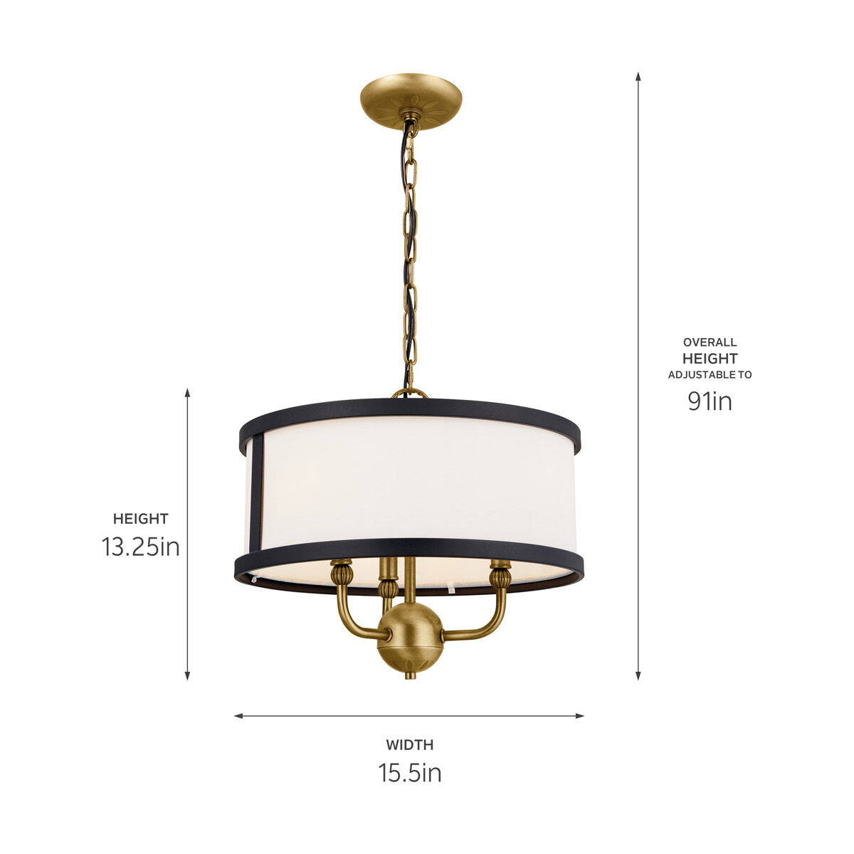 Homestead Heddle 3 Light 15.5 inch Natural Brass Chandelier Ceiling Light