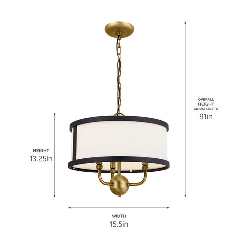 Homestead Heddle 3 Light 16 inch Natural Brass Chandelier Ceiling Light, Heddle