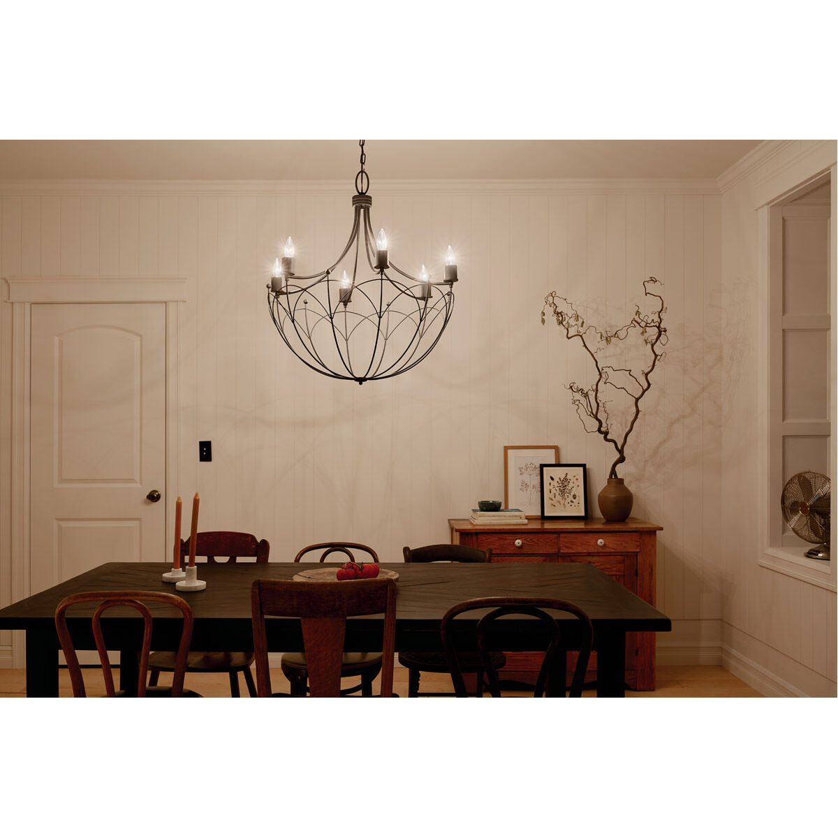 Homestead Topiary 6 Light 28.25 inch Textured Black Chandelier Ceiling Light