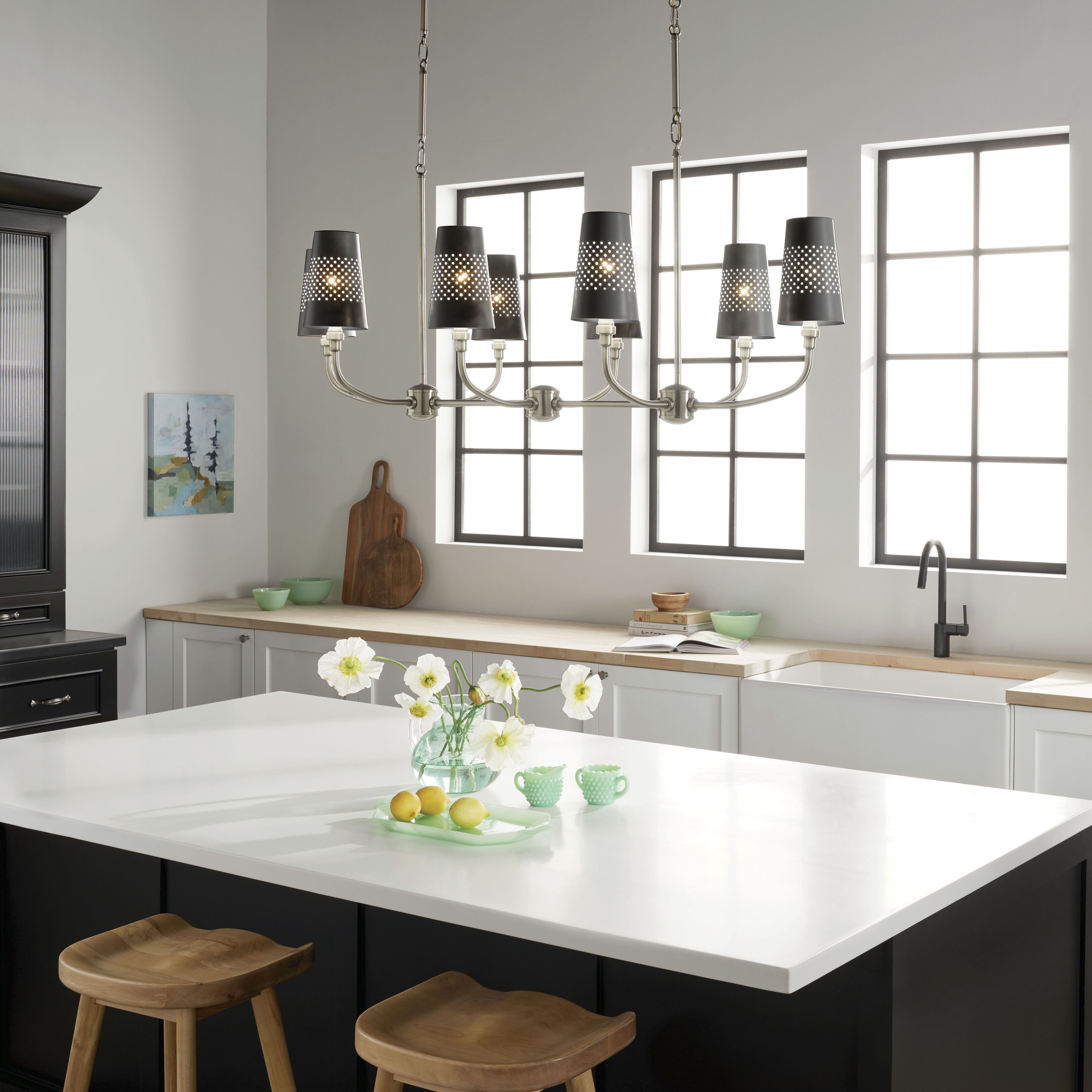 Adeena 8 Light 20.75 inch Classic Pewter Chandelier Linear Ceiling Light