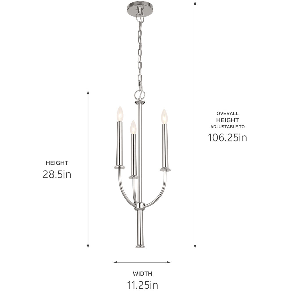 Florence 3 Light 11.25 inch Polished Nickel Chandelier Ceiling Light