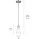 Erma 1 Light Brushed Nickel Mini Pendant Ceiling Light
