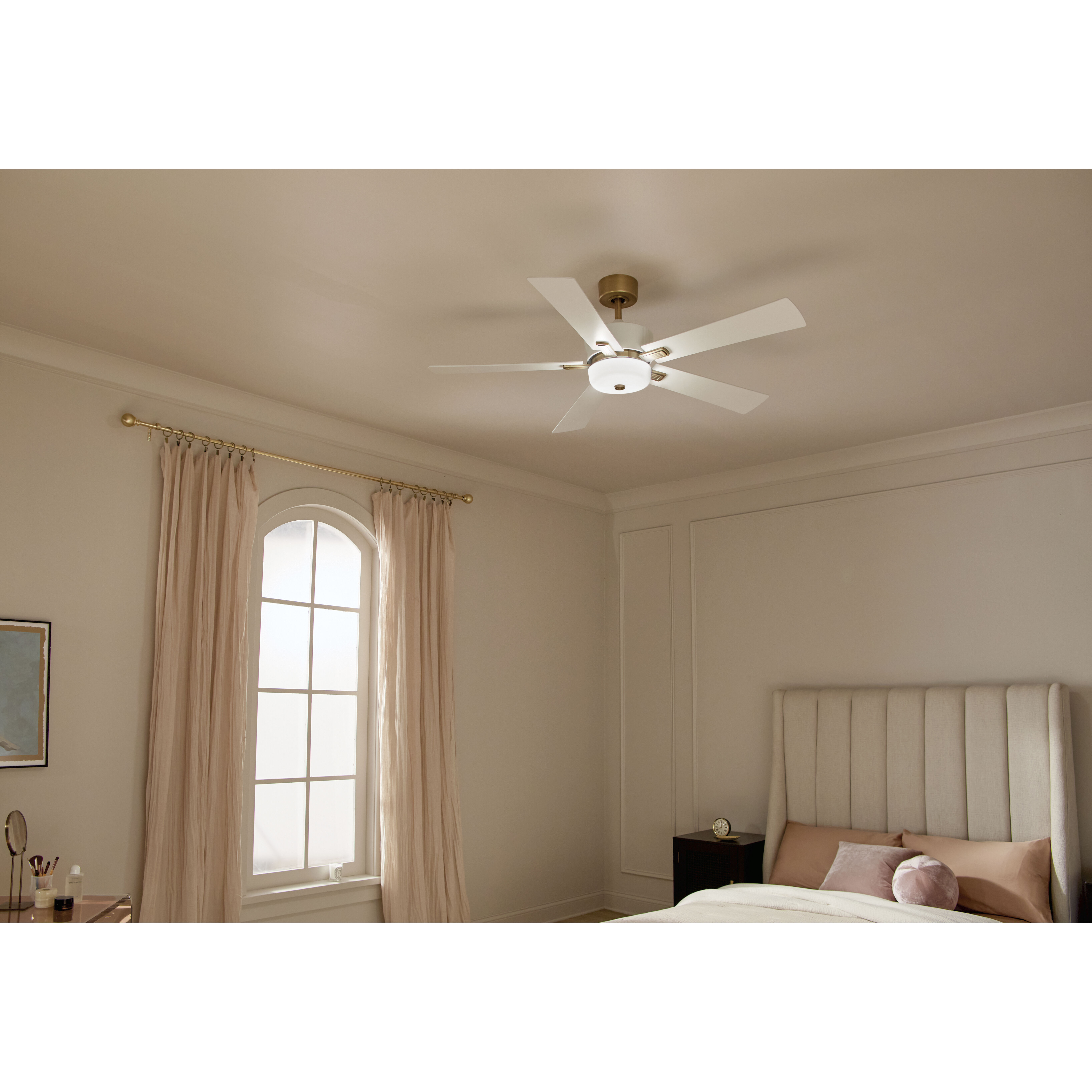 Icon 56 inch Brushed Natural Brass with White Blades Ceiling Fan