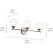 Benno 3 Light 24.5 inch Polished Nickel Bath Bracket Wall Light, 3 Arm