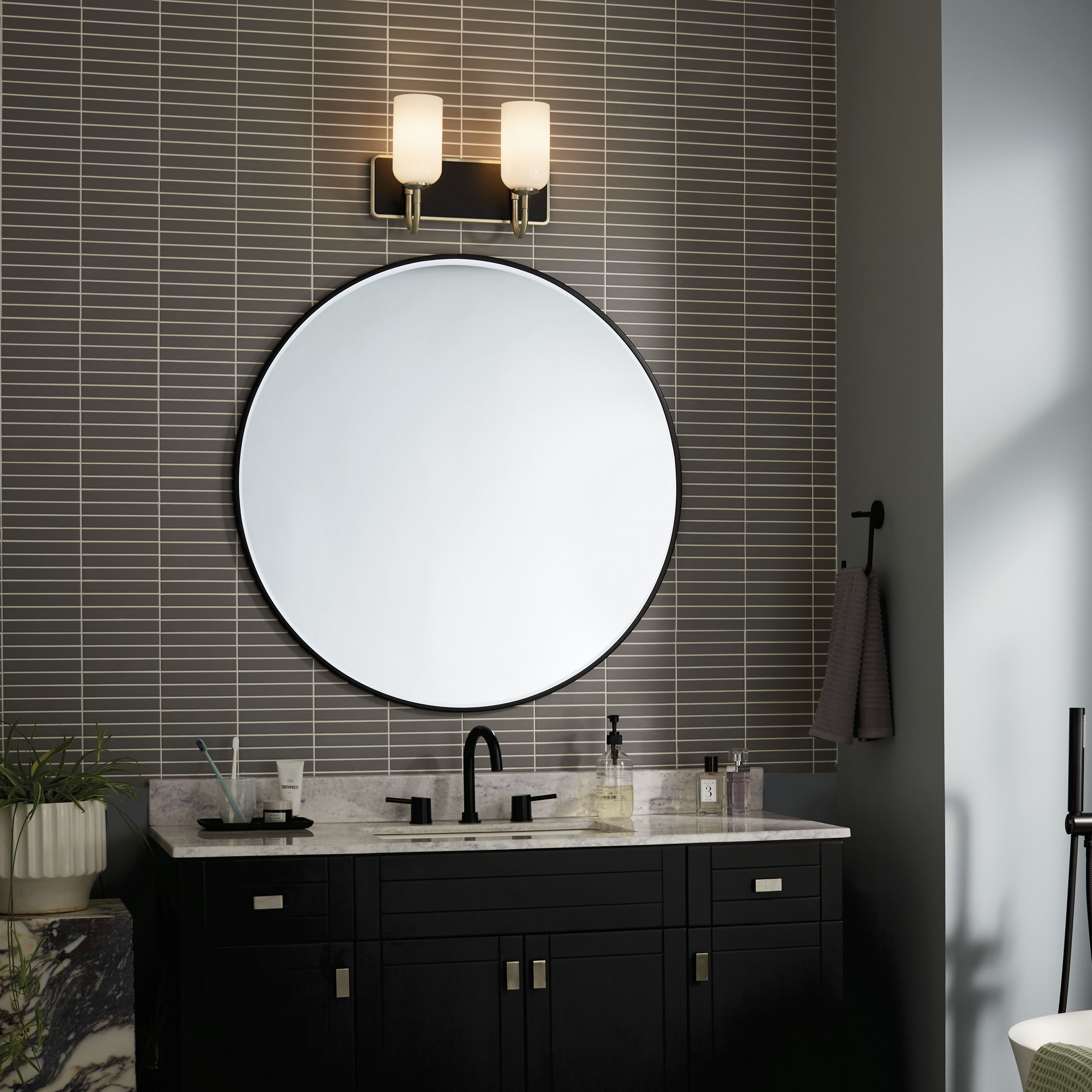 Solia LED 14.25 inch Champagne Bronze with Black Bathroom Vanity Light Wall Light