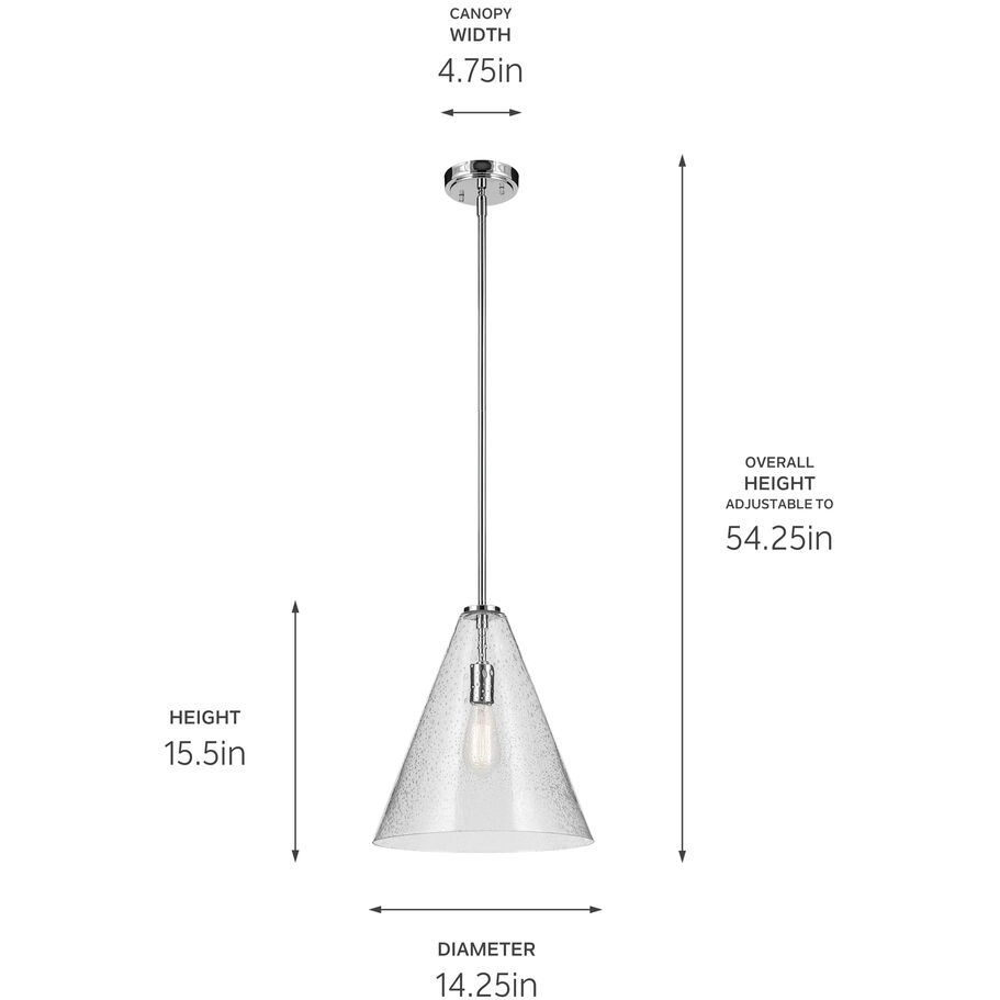 Everly 1 Light Chrome Pendant Ceiling Light in Clear