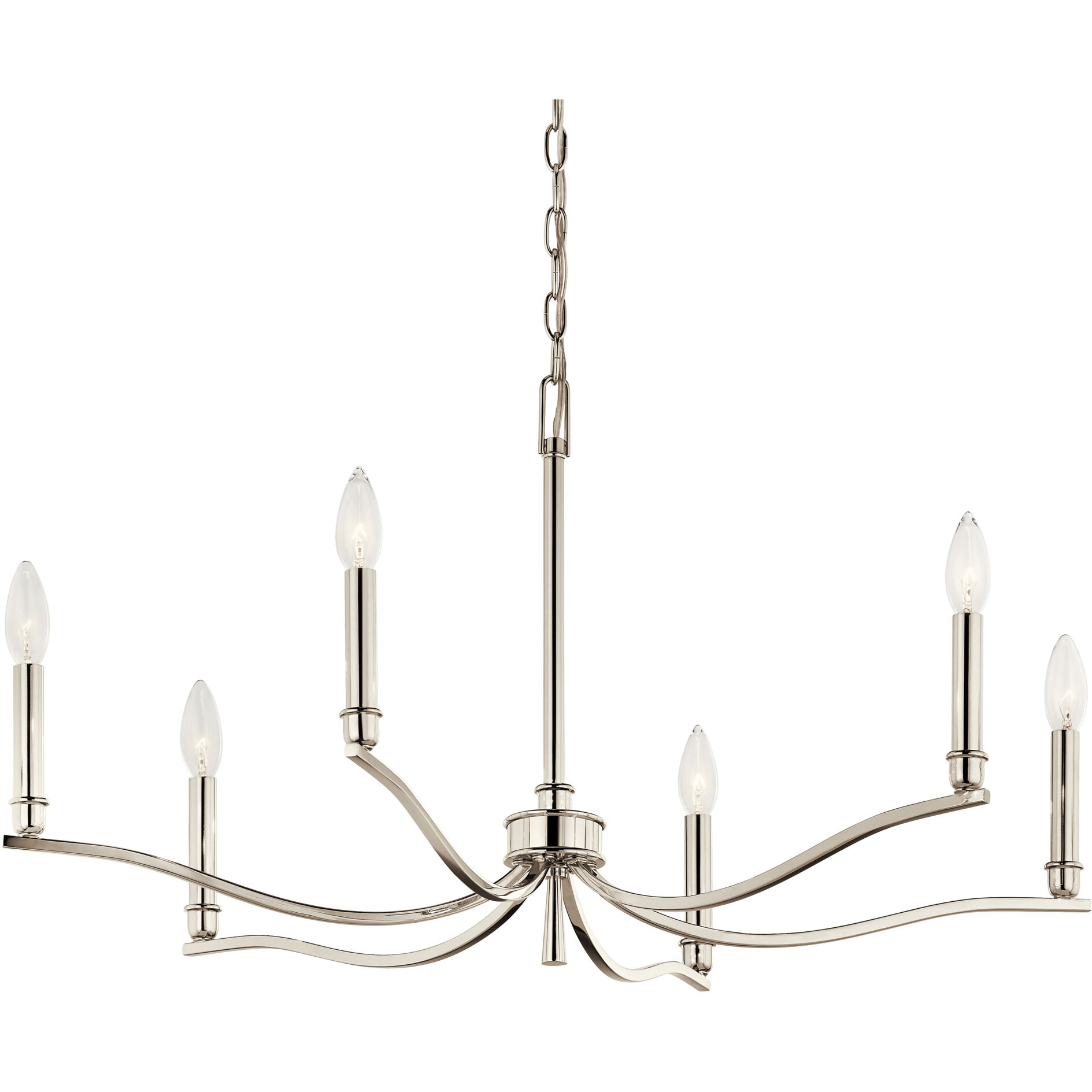 Malene 6 Light Polished Nickel Chandelier Ceiling Light, 1 Tier Small