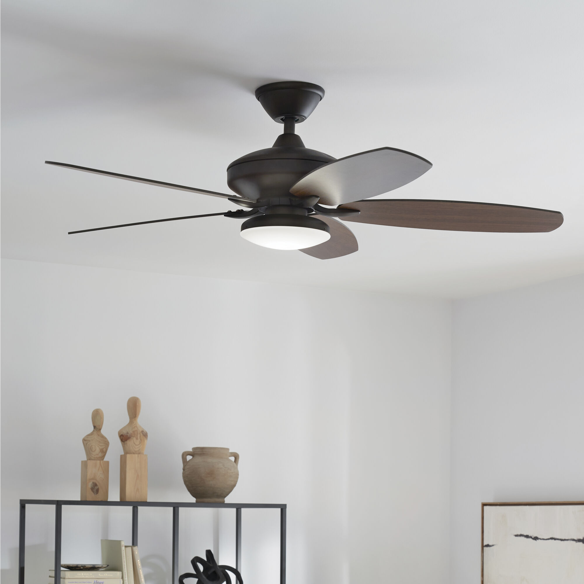 Renew Designer 52 inch Satin Natural Bronze with Walnut Blades Ceiling Fan