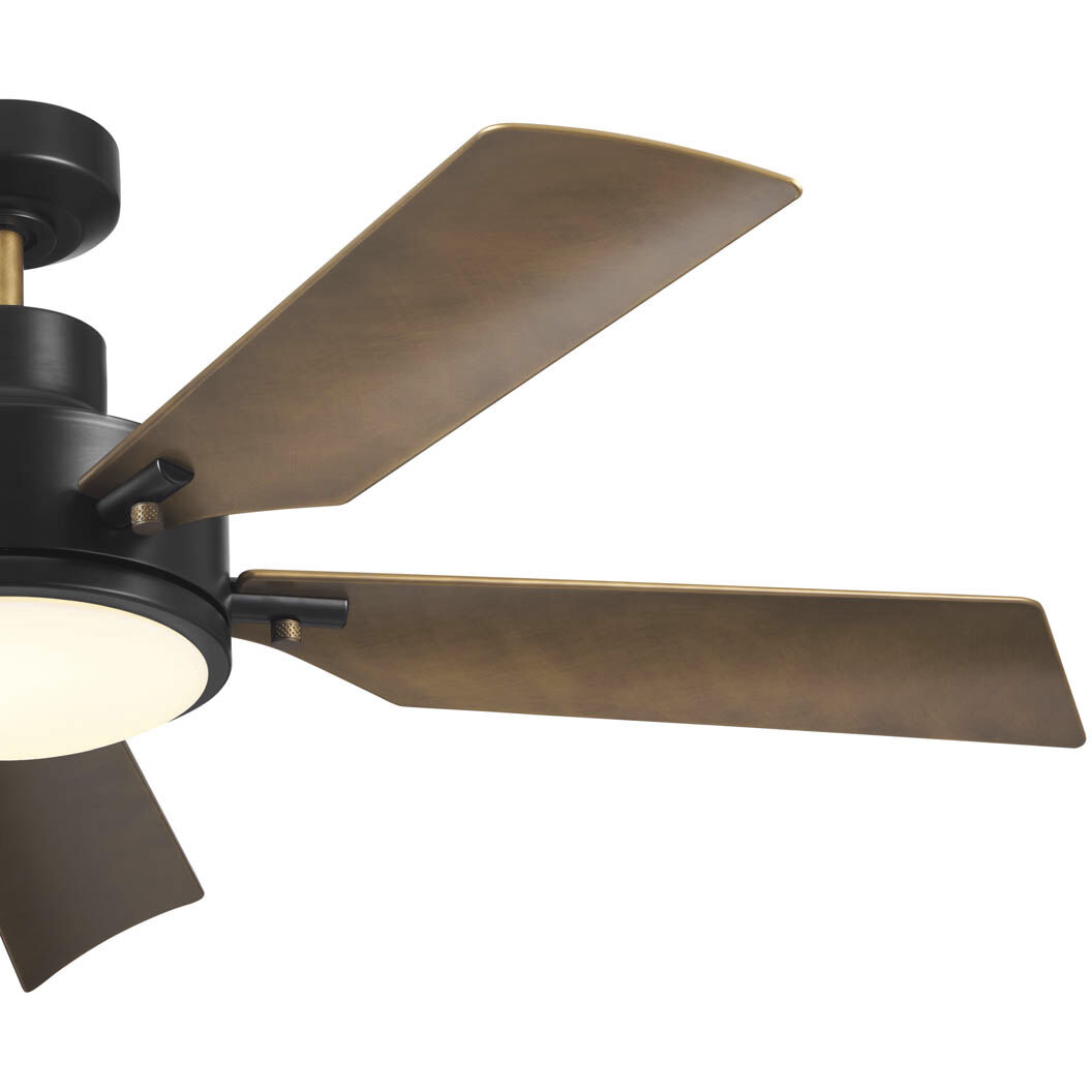 Guardian 54 inch Satin Black with Natural Brass Blades Ceiling Fan