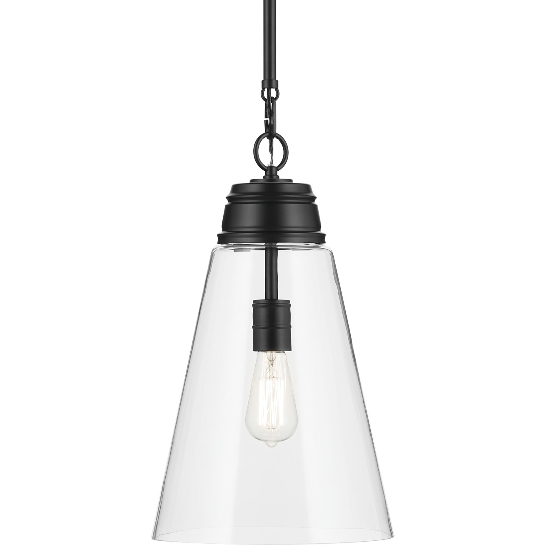 Marsailli 1 Light Black Pendant Ceiling Light in Clear, Medium