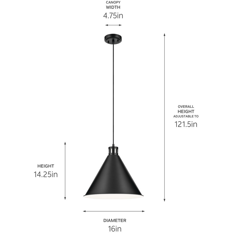 Zailey 1 Light Black Pendant Ceiling Light