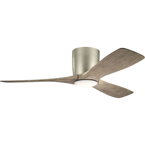 Volos 48 inch Brushed Nickel with Dist Antiq Gray Blades Ceiling Fan