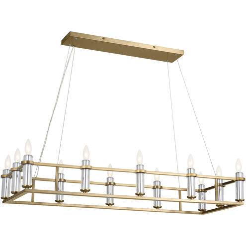 Rosalind 12 Light 17 inch Brushed Natural Brass Chandelier Linear Ceiling Light