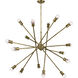 Armstrong 16 Light Natural Brass Chandelier Ceiling Light, Large