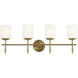 Ali 4 Light 32.5 inch Brushed Natural Brass Bath Vanity Light Wall Light