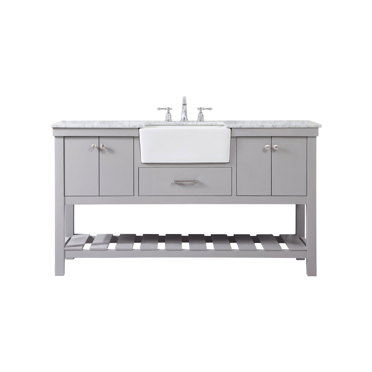Clement 60 X 22 X 34 inch Grey Bathroom Vanity Cabinet