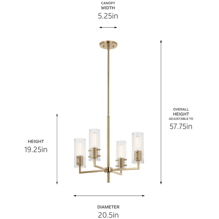 Velestino 4 Light Champagne Bronze Chandelier Ceiling Light
