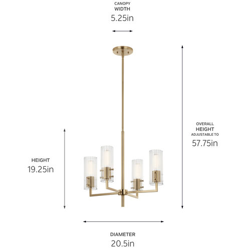 Velestino 4 Light Champagne Bronze Chandelier Ceiling Light