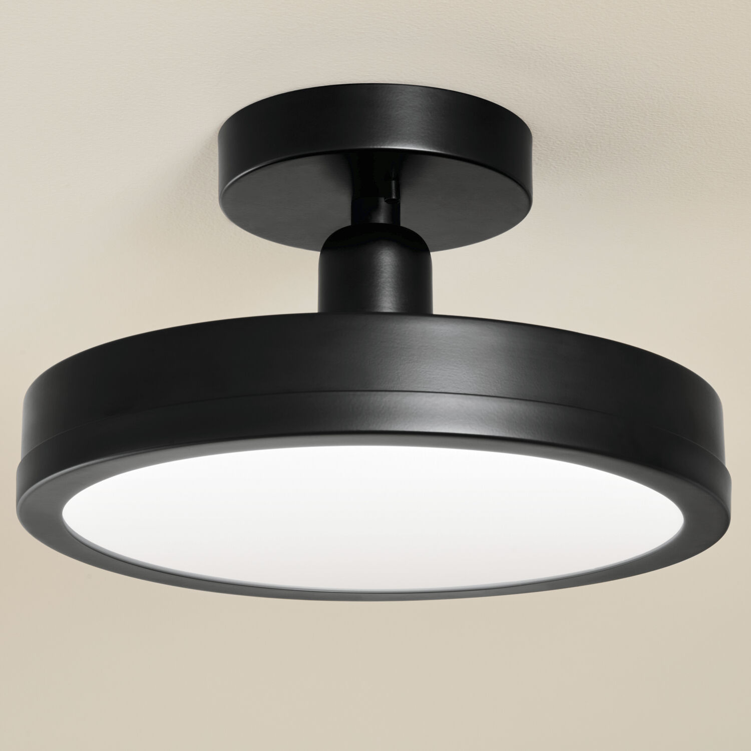 Riu LED 14.25 inch Black Semi Flush Mount Ceiling Light