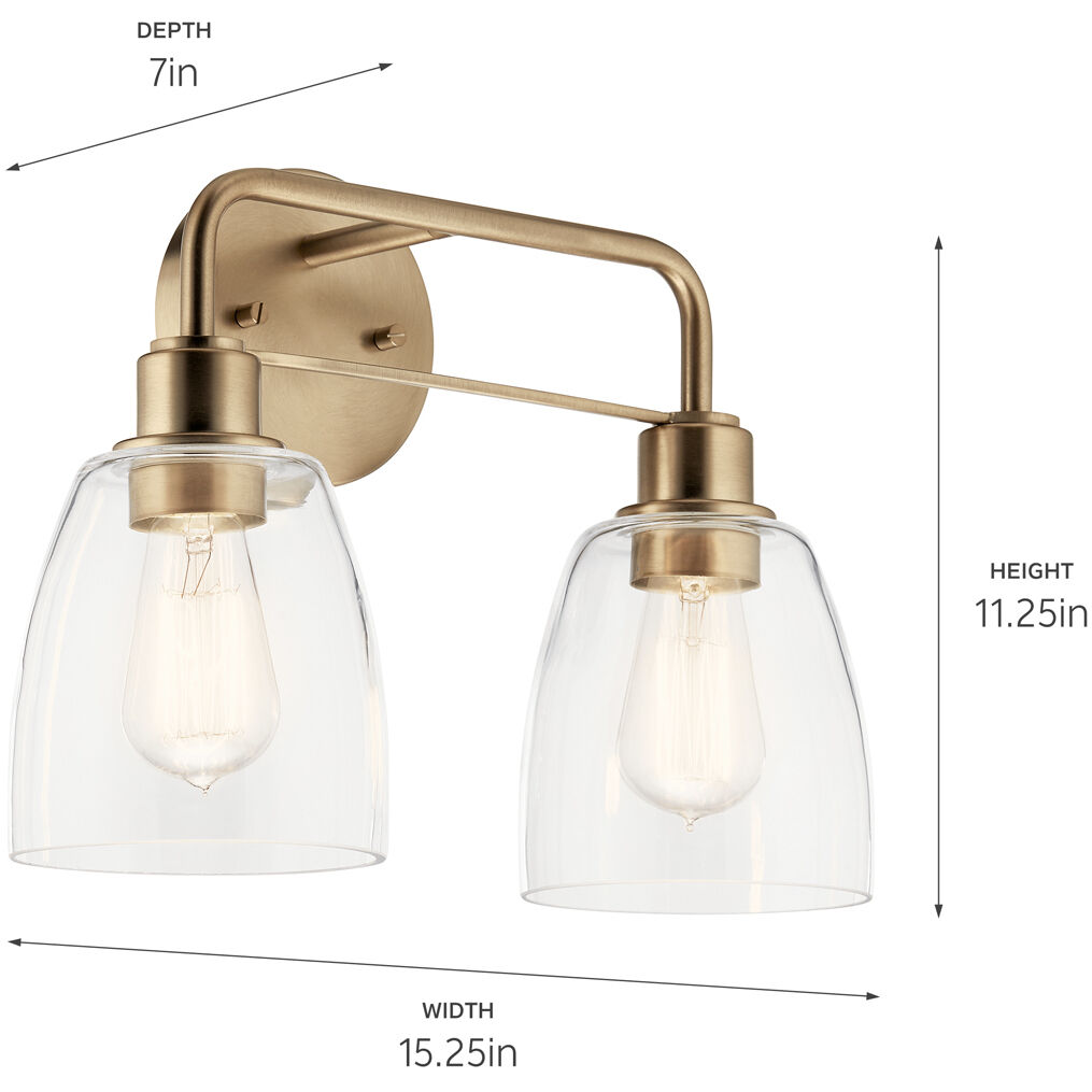 Meller 2 Light 15.25 inch Champagne Bronze Bath Vanity Light Wall Light